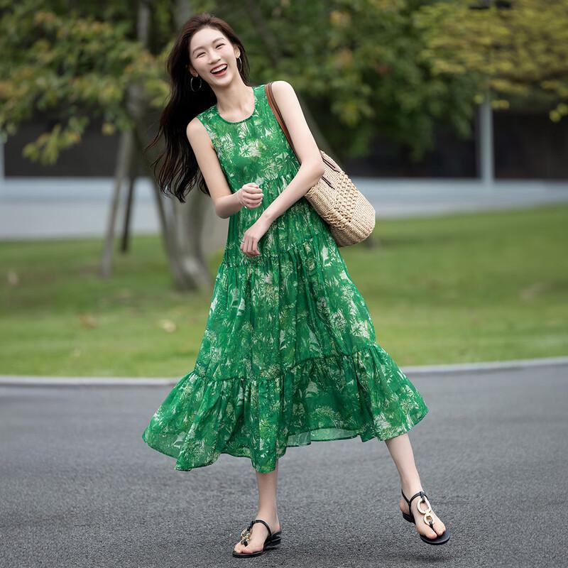 Demana French Style Floral Print A-Line Midi Dress