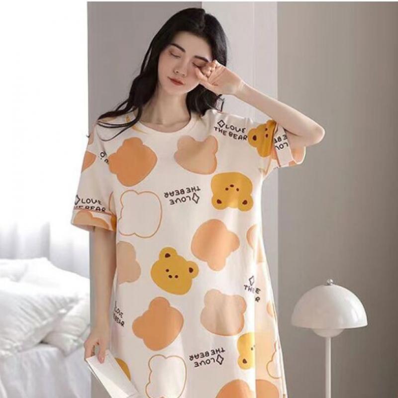 Shop   Women Cooling Short Sleeve Pajama Dress Won Wdr Wf0633c