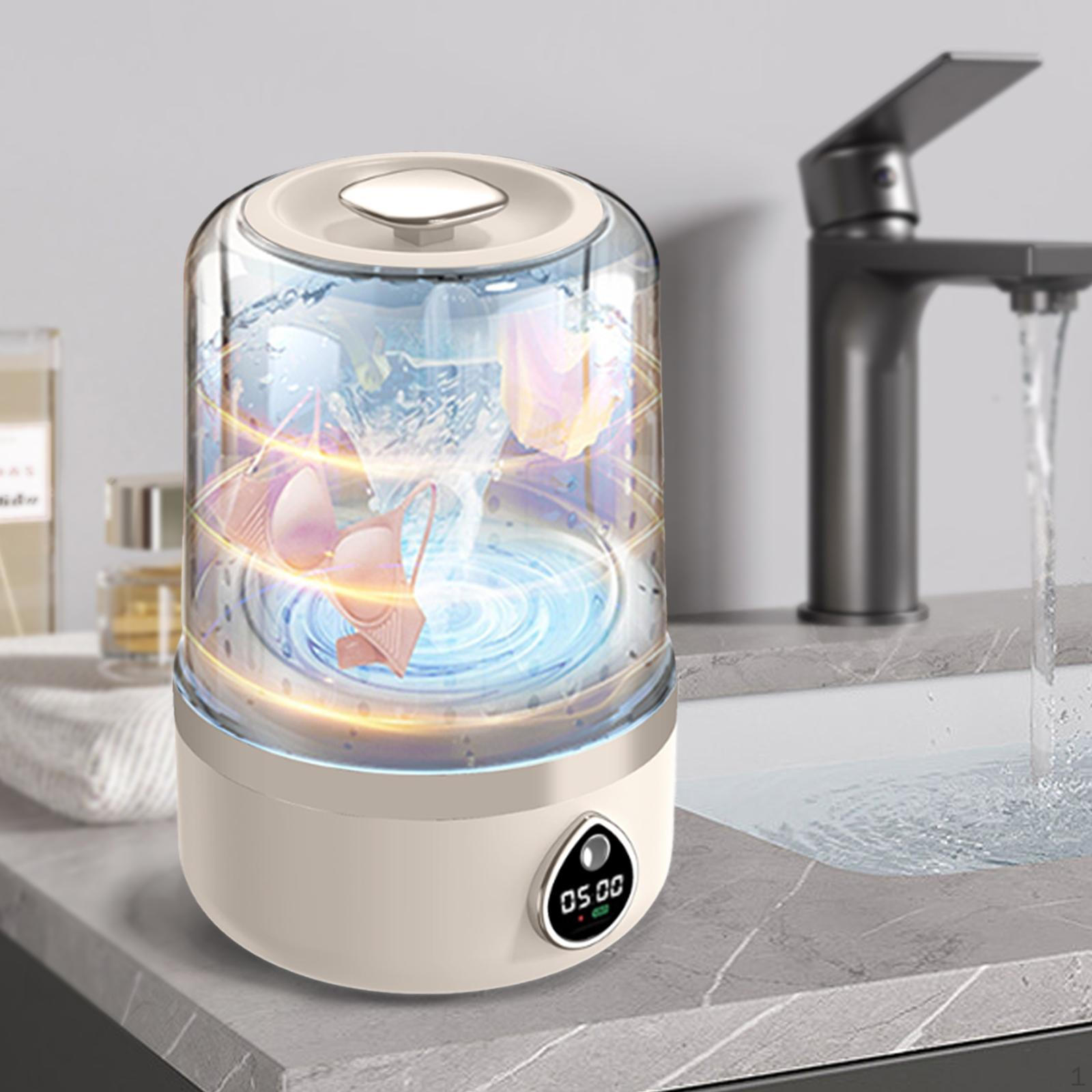 

Мини стиральная машина для стирки, тихая, компактная, 2 режима стирки, светодиодный дисплей, для детской одежды бежевый