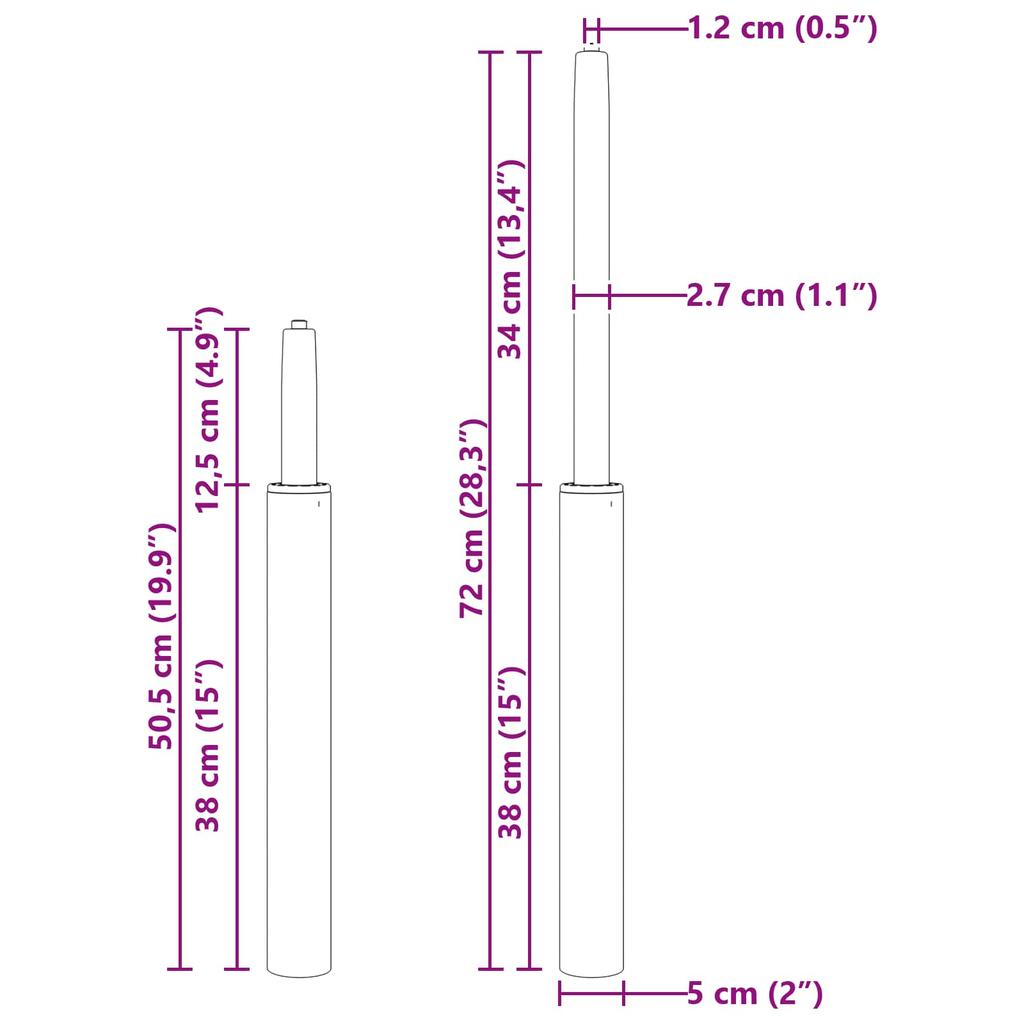 Office Chair Gas Lift Cylinder Black 505 720 mm Iron