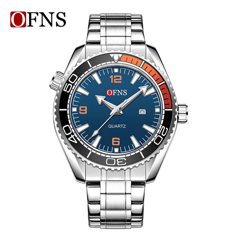 OFNS Men s Fashion Quartz Watch: Rotating Bezel, Calendar, Waterproof, Luminous, Bestseller