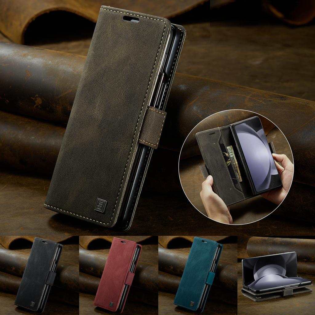 Business Luxury Magnetic Cards Solt Wallet Flip For Samsung Z Fold 7 5 6 Slim Leather Wallet Stand Book Card Bag Pocket Cover
