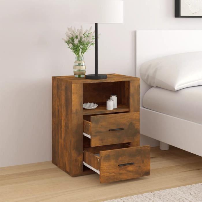 VidaXL Bedside Table Smoked Oak 50x36x60 Cm Engineered Wood 816733