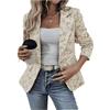 Women's Fashion Lapel Button Long Sleeve Casual Vintage Jacquard Slim Fit Blazer Jacket for Office Work Daily Wear