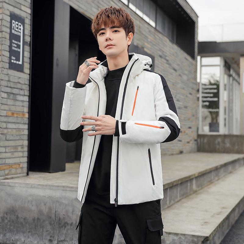 

Winter Down Jacket Hooded Loose Removable Hood Fashion Jacket S белый