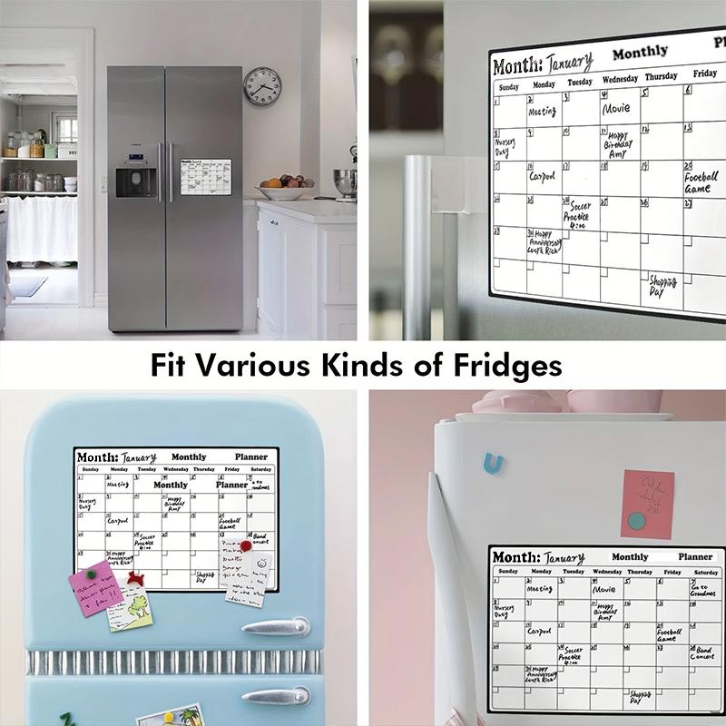 Magnetisk kjøleskapskalender - Sterk magnetisk bakside, Glatt tørrslettende overflate, Praktisk kalender, Holdbar whiteboard-tavle