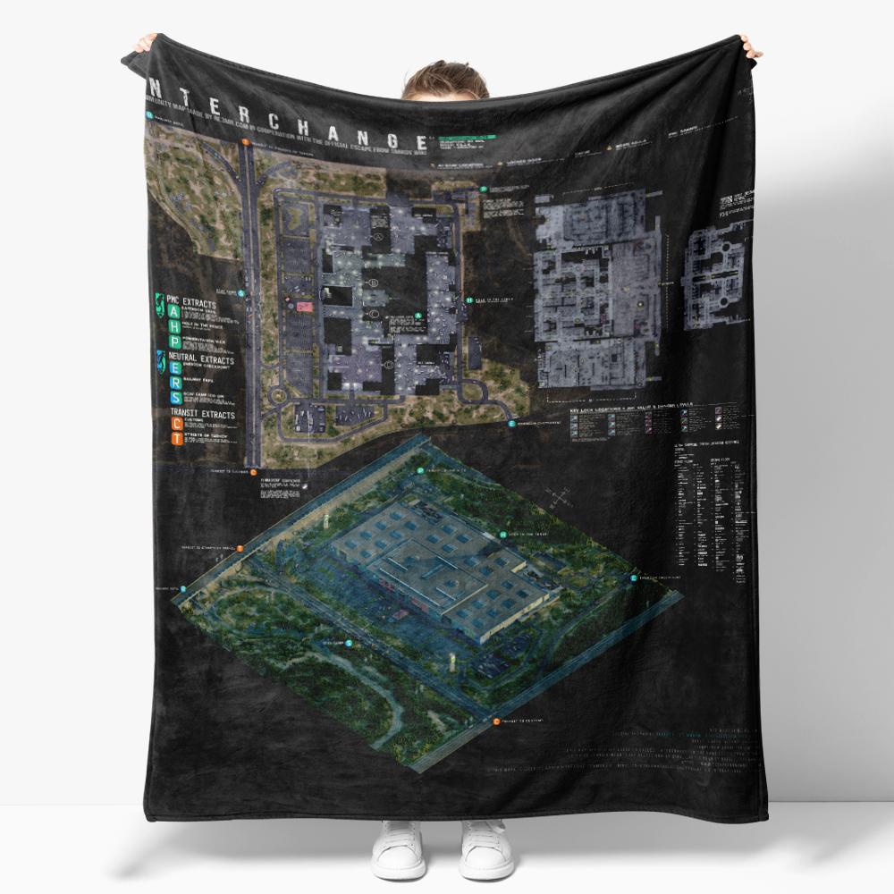 Escape from Tarkov Scav PMC Mappa Coperta di Flanella Decorazione Coperte Creative Accogliente Morbida Leggera per Divano