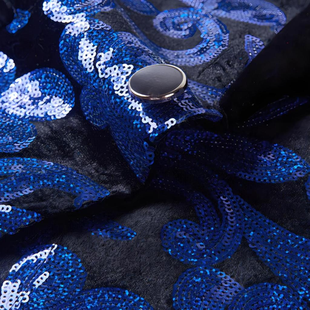 PYJTRL Herremote Gylden skinnende paljett blomstermønster dressjakke blazer
