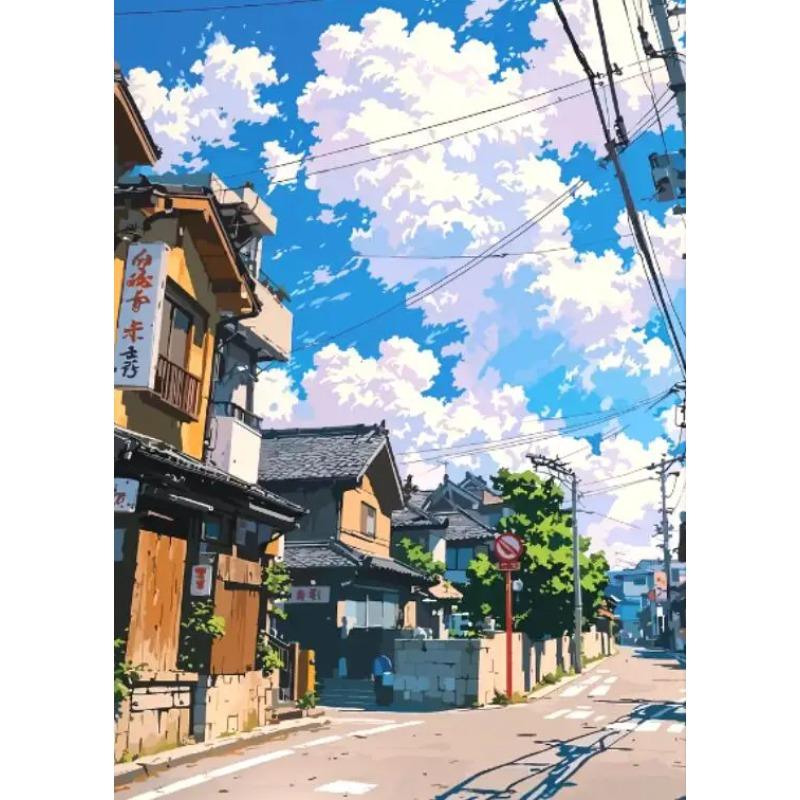 Japanese City Street Canvas Wall Art Anime Scenery Print Aesthetic Japan Town Landscape Poster Tokyo Cityscape Canvas Painting