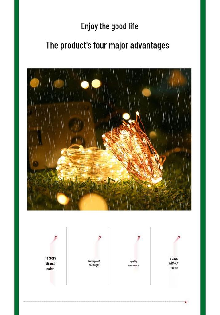 LED Solar Copper Wire String Lights for Indoor/Outdoor Holiday Decoration