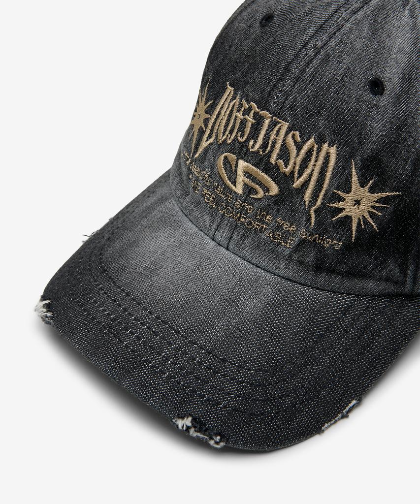 DOFFJASON Vintage Washed Denim Ball Cap Black