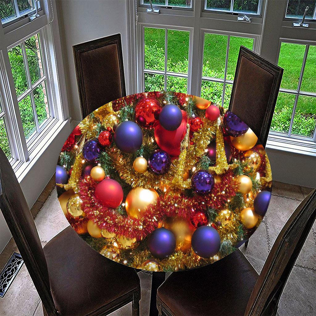 Рождественская скатерть, Круглая скатерть для обеденных столов 47 дюймов 9