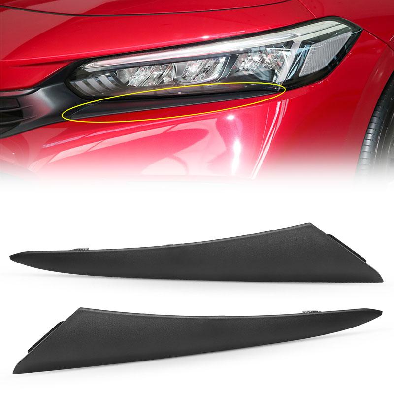 

2pcs Black Front Headlight Eyelid Molding Trim Decorative strips Fit for Honda Civic 4DR 2025 2025 71207-T31-H01 71202-T31-H01