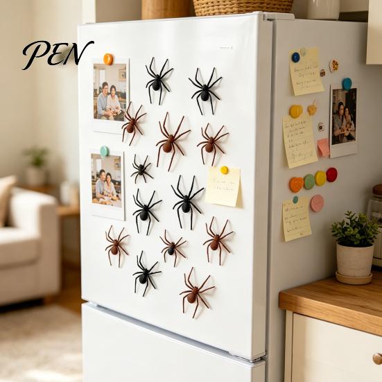 Metal Surface Decorative Spiders 2/4/8Pcs 3D Spider Refrigerator Magnet, Lifelike Magnet for Realistic Props Surfaces, Creepy Magnetic Decor Halloween
