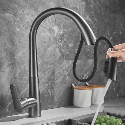 360 Degrees Swivel Pull Out Kitchen Faucets with 2 Spray Modes High Arc Bathroom Sink Faucets Pull Down