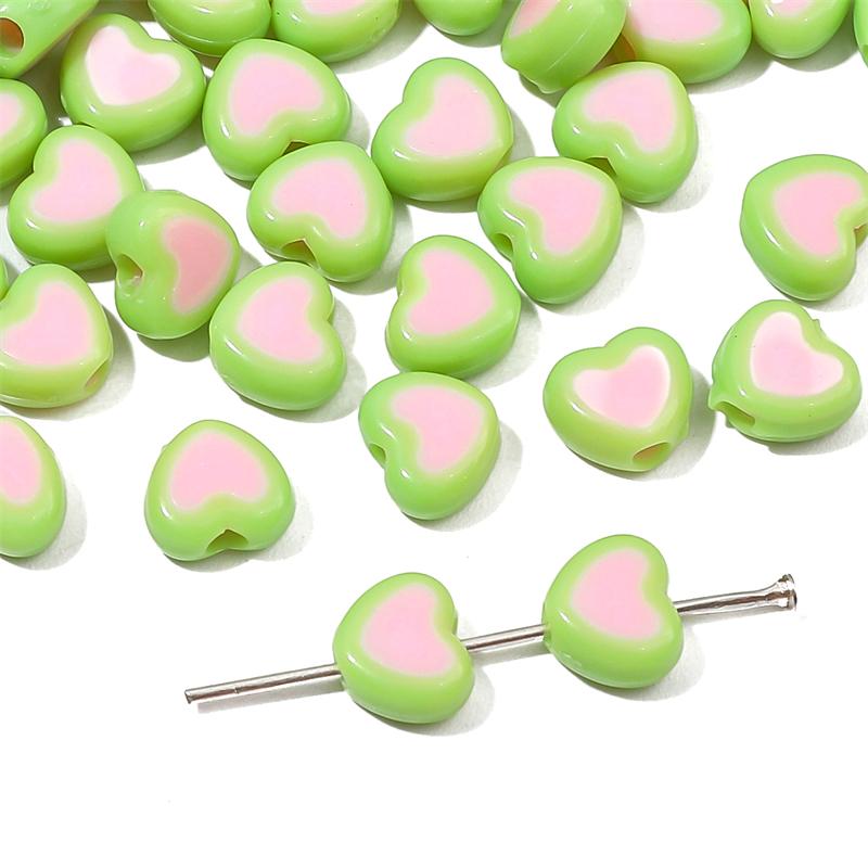 

30Pcs Acrylic Beads Heart Shape Loose Spacer Beads for Jewelry Making DIY Bracelets Necklace зелений