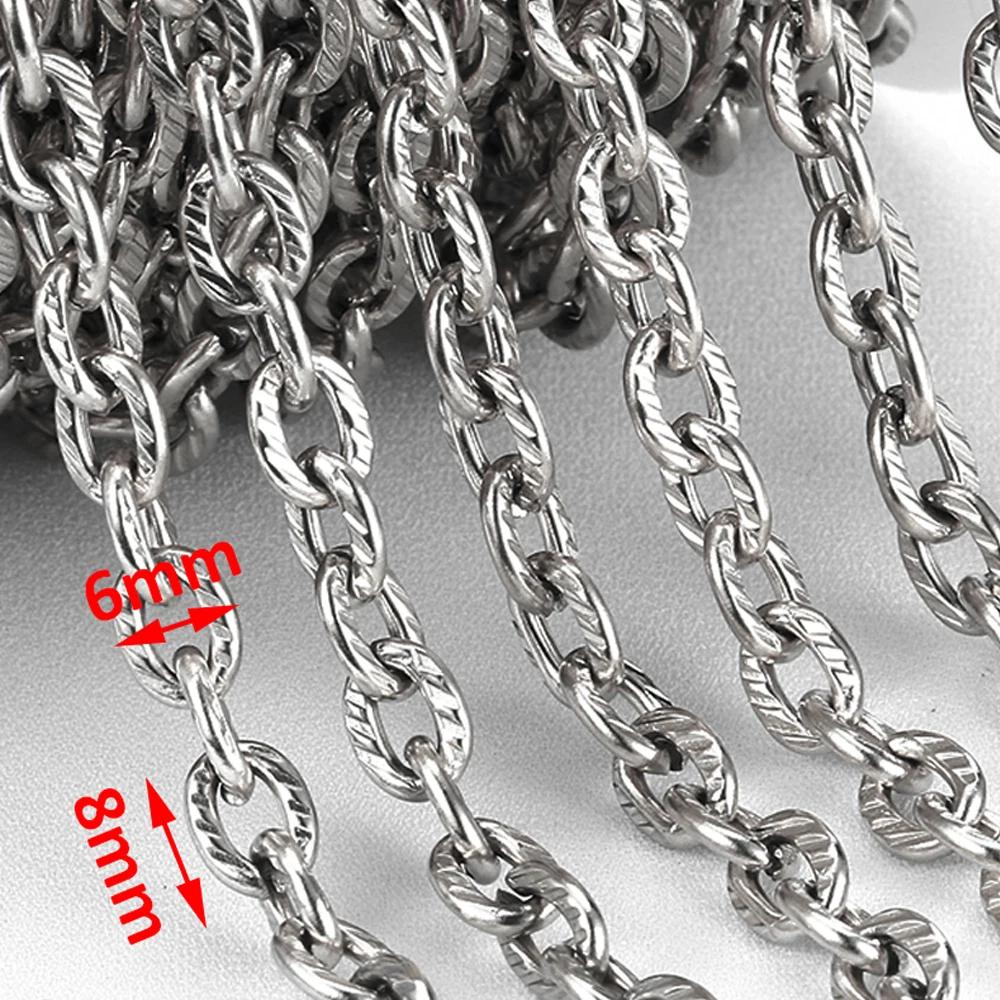 No Fade 1M Stainless Steel Cuban Keel Figaro Chain for Needlework DIY Chunky Necklace Bracelet Jewelry Making Materials Supplies