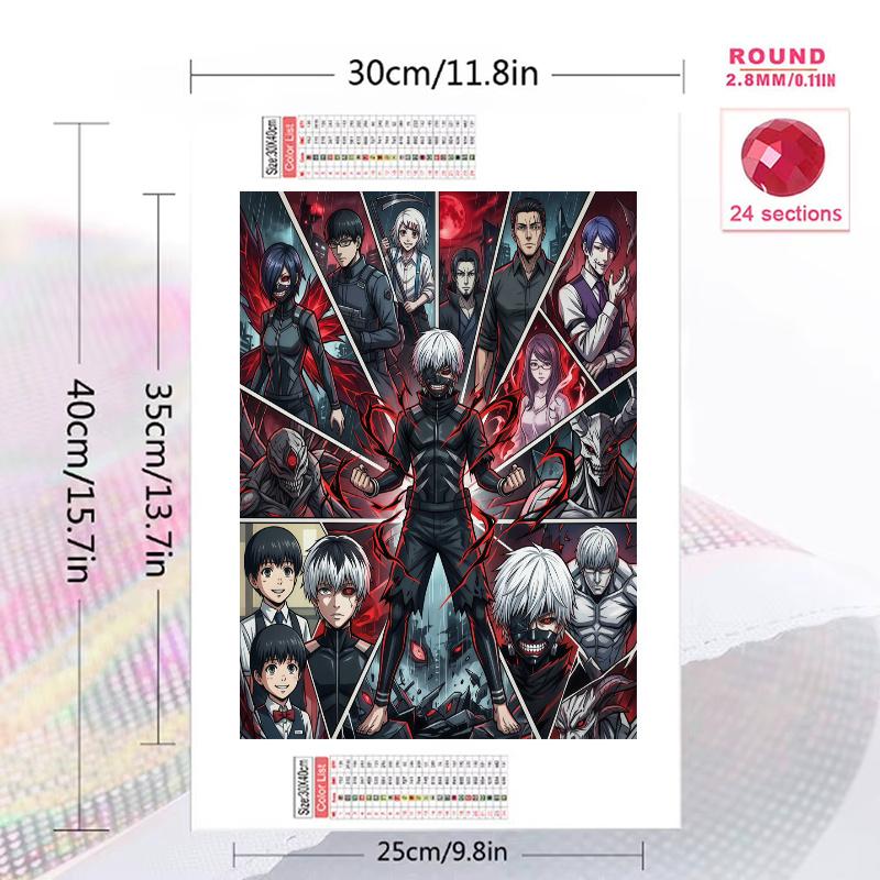 Tokyo Ghoul Character Collage Set Pattern 3pcs 100% Round Full Drill 5D DIY Diamond Painting Embroidery Cross Stitch Rhinestone Décor