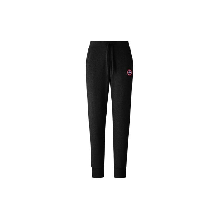 Canada Goose Huron Series SS22 Red Label Breathable Logo Solid Color Cuffed Long Pants Knitted Sports Pants Men bottoms Black 7402M-61