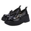Johnature Retro Thick Soled Pumps Genuine Leather Wedges Shoes Round Toe Versatile Women's Platform Shoes