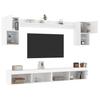 6 Piece TV Wall Unit with LED Lighting White Engineered Wood