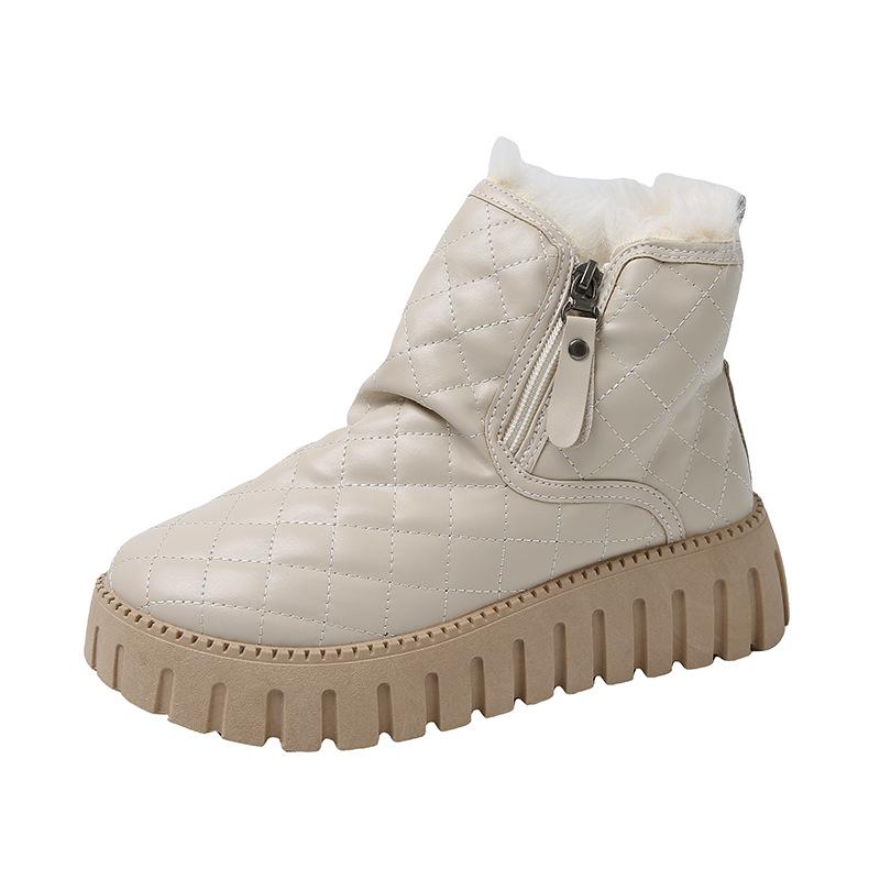 Fleece high-top snow boots for women's 2025 winter new student ins Korean version of warm and casual thick bottom height increase ZY12296