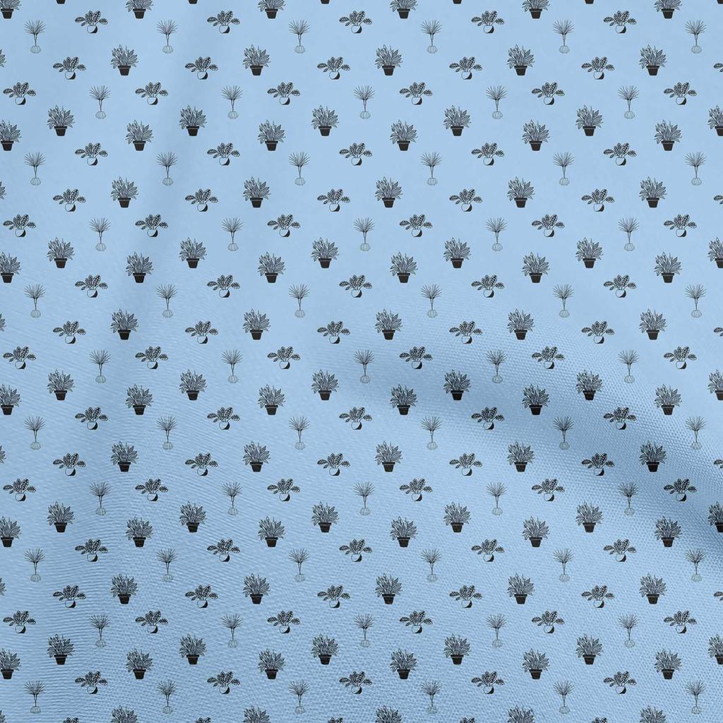 oneOone Cotton Flex Brown Fabric Plants In Vase Sewing Material Print Fabric By The Yard 40 Inch