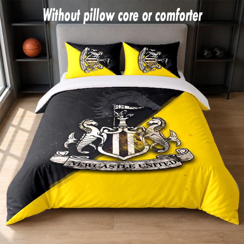 Newcastle United Football Design Bed Bedding Set 1 Duvet Cover + 2 Pillowcases Soft Breathable Household Bed Linens