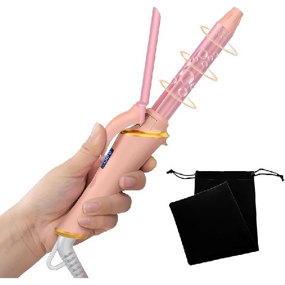 Ukliss Mini Curling Iron for Short Hair, Dual Voltage, Fast Heating in 30s, 5 Temp Settings for Tight Curls & Ringlets, Auto Shut-Off, Gifts for 3/4 Inch розовый
