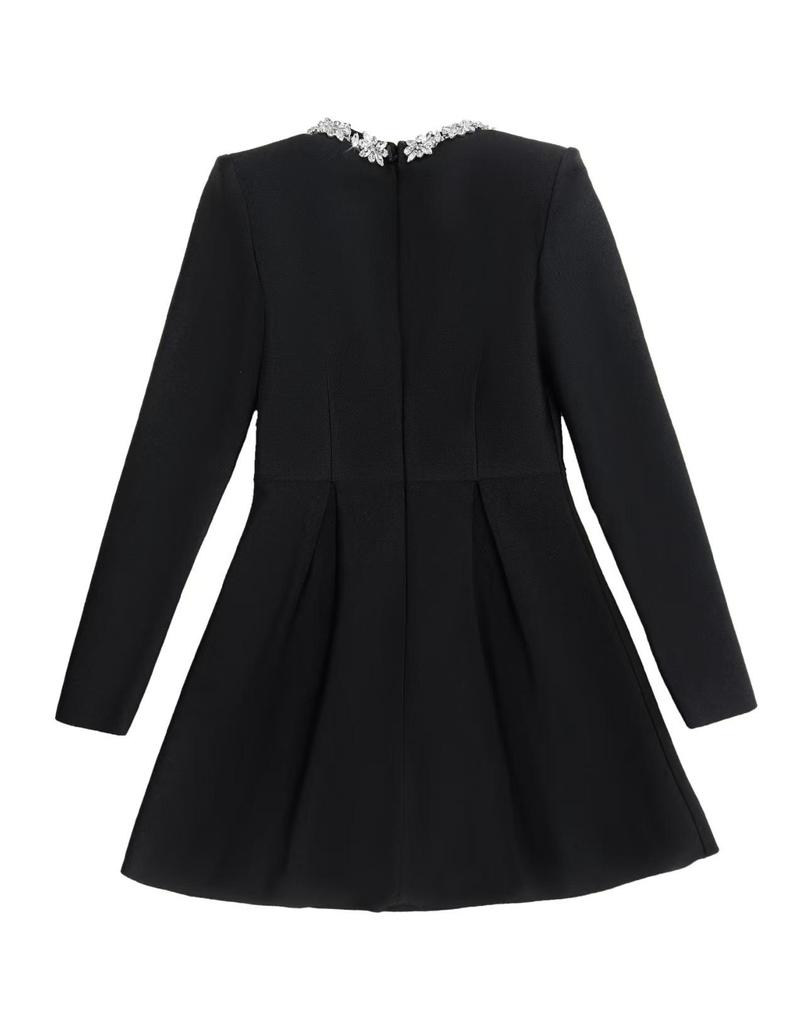 Elegant Rhinestone Square Neck Long Sleeve Bandage Dress for Women