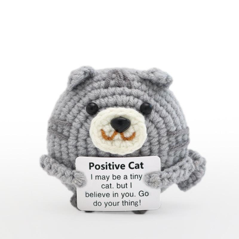 Funny Crochet Pig Doll Ornament Home Room Decoration Handmade Knitted Positive Energy Pig Doll With Card Christmas Party Gifts