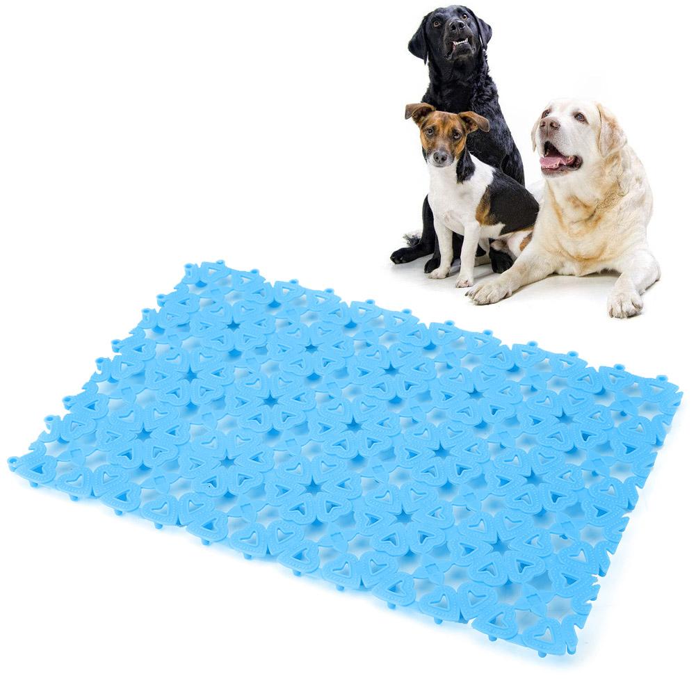 Dog Cat Pet Mat Plastic Spliced Hollow Anti Slip Pads for Pet Cage Mat Bathroom Floor (Blue)
