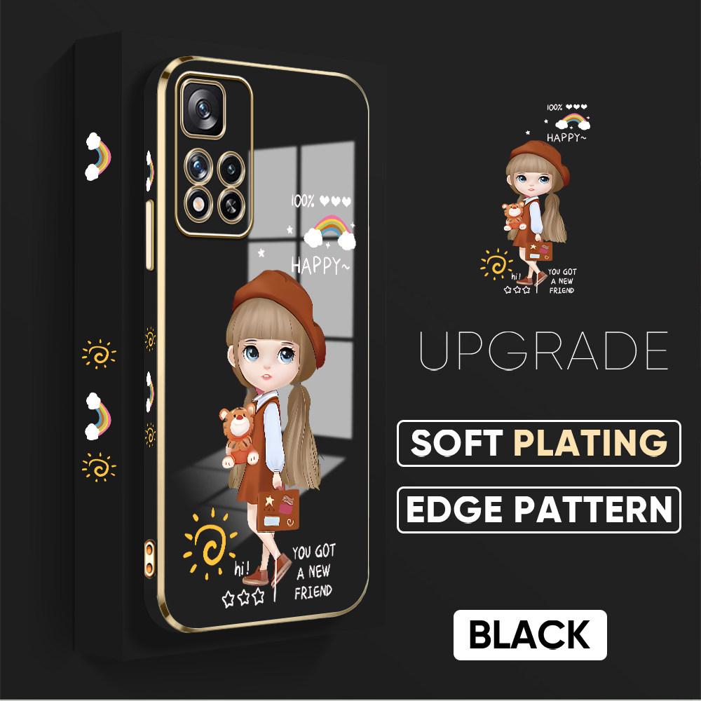 For Redmi Note 13 Pro 12 Pro 12S 11 Pro 11S 10S OPPO A38 A77s A96 Realme C33 C65 OnePlus Soft TPU Full Lens Protect Cute Girl Phone Case