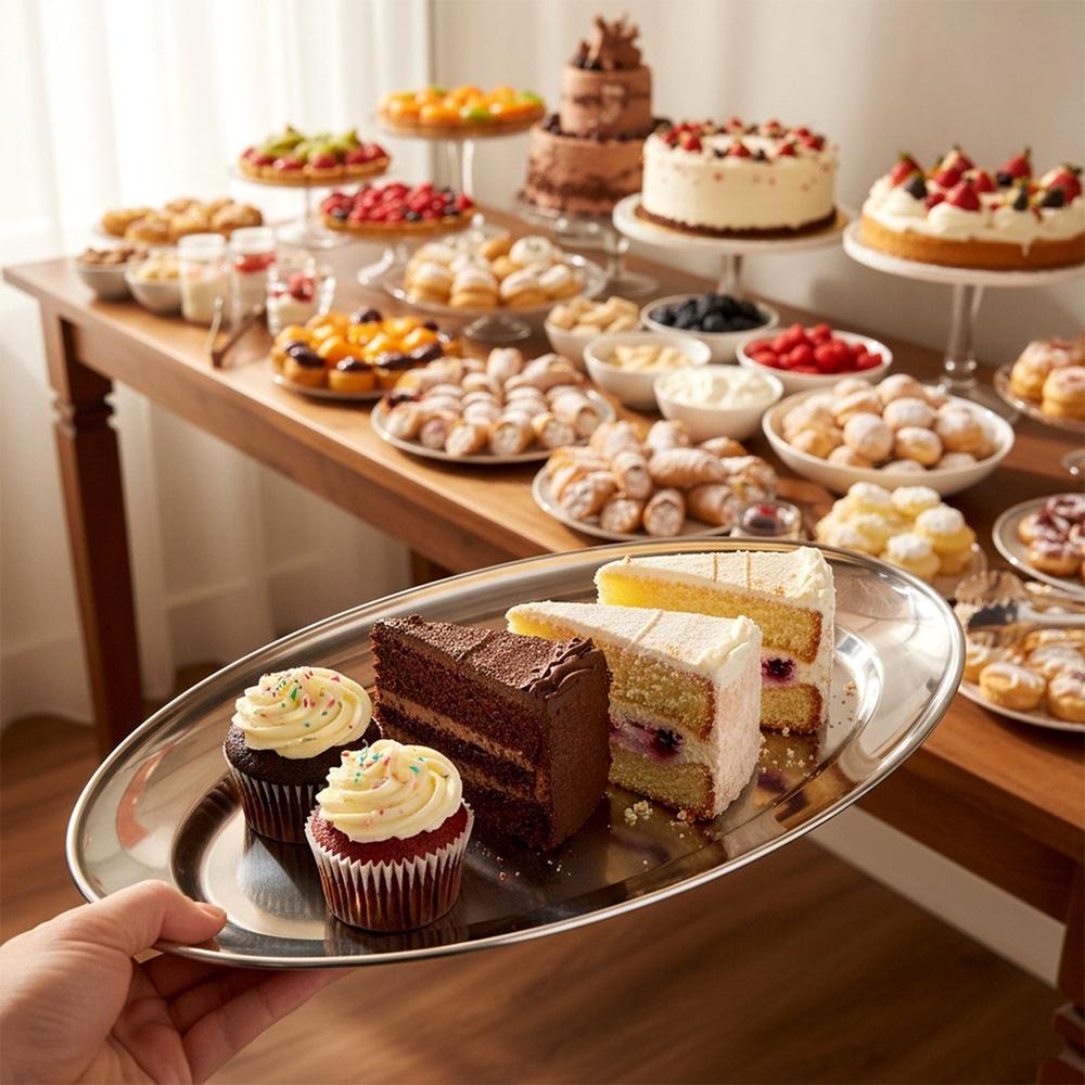 Taca Stalowa Do Serwowania Talerz Patera Półmisek Na Potrawy Przekąski 32cm