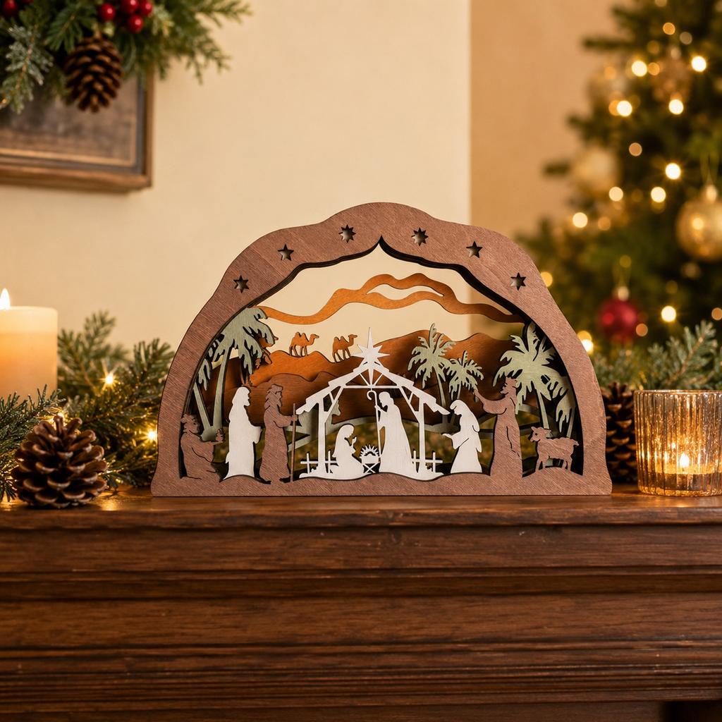 Christmas Carved Wooden Figurine Tabletop Decor for Holiday Home