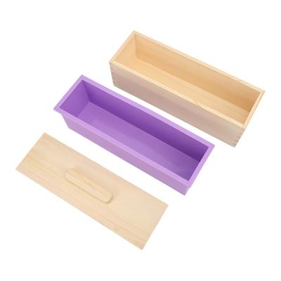 Seifenlaibform, flexibles lila Silikon, DIY, handgemachte Seife, Toast, Holzkiste, Form-Kit mit Deckel