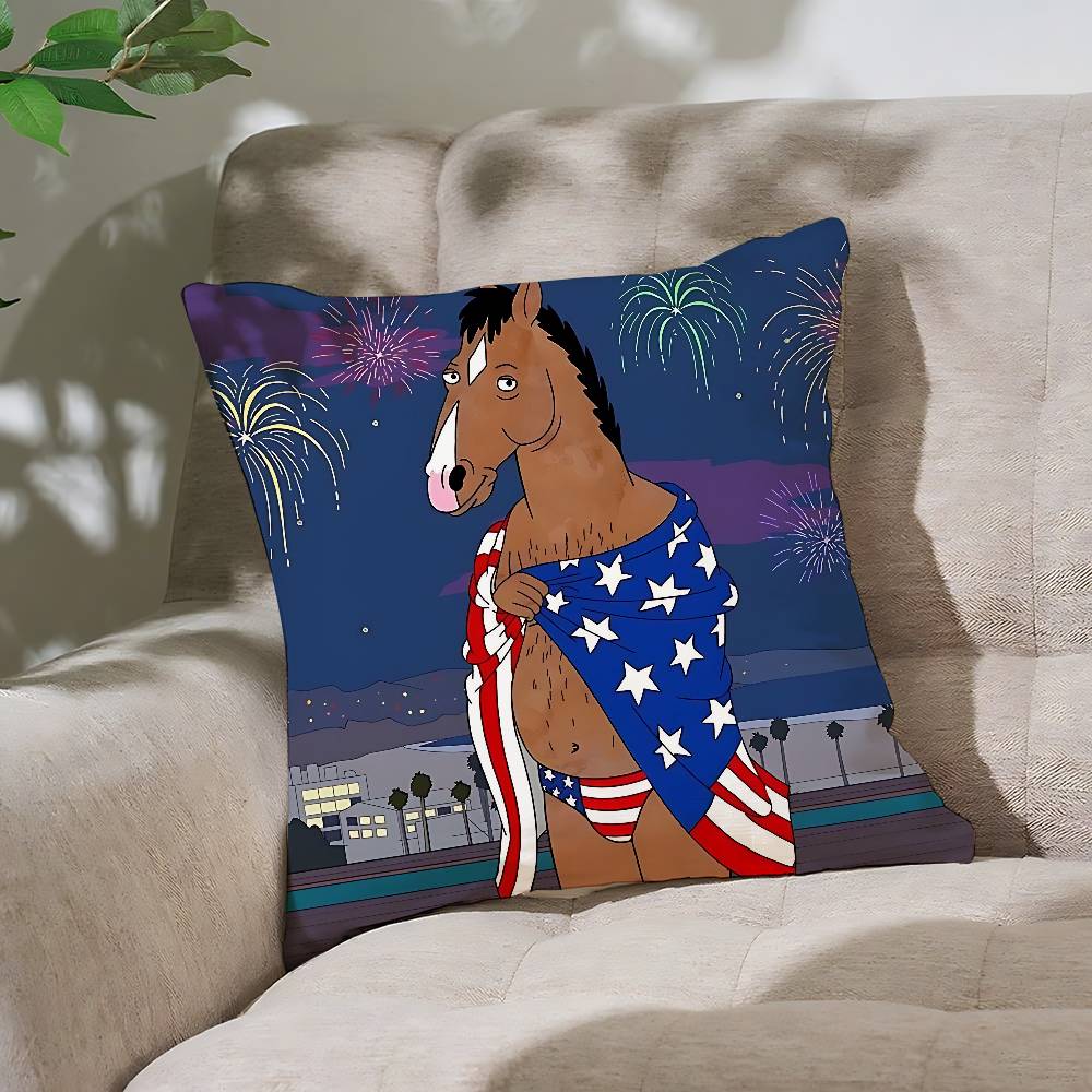 

Funny Bbojack HorsemanS Customizable Square Pillowcases Stylish And Soft Perfect For Beds Cars And Sofas 40x40 cm