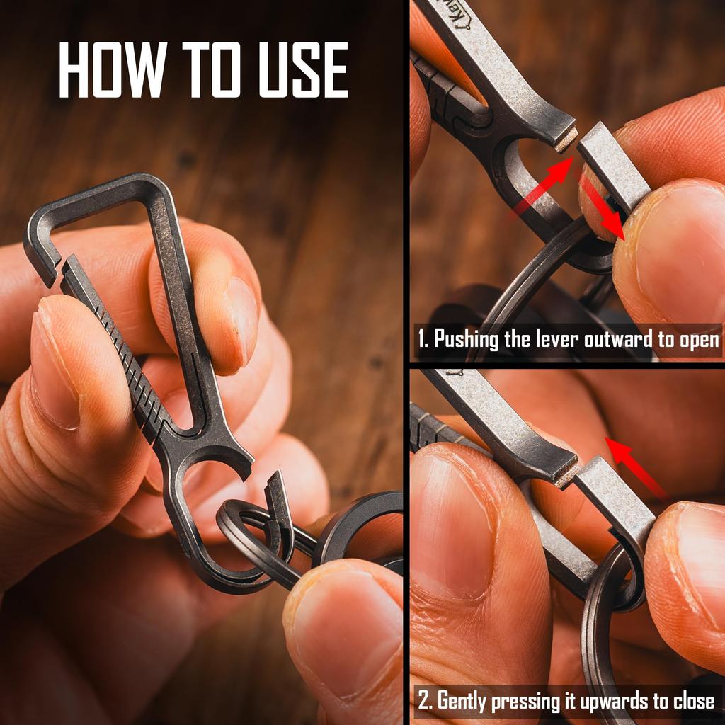 KeyUnity KD01 Titanium Key Ring with Simple Easy to Great Gift Keychain, Carabiner, Keychain, Anti-Loss, Install, Durable, (KD01)