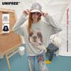 UNIFREE Cute Animal Print Lace Trim T-Shirt