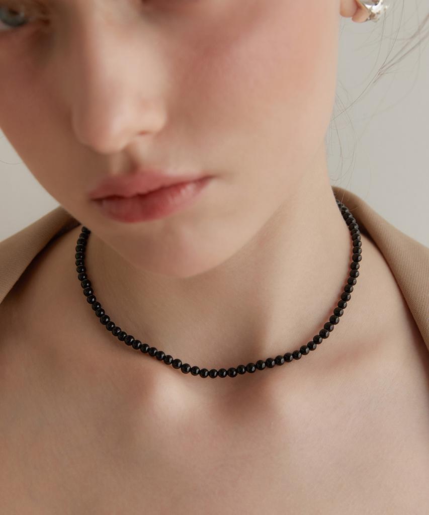 Tatiana (Silver 925) Onyx Candy Ball Necklace Nz2142