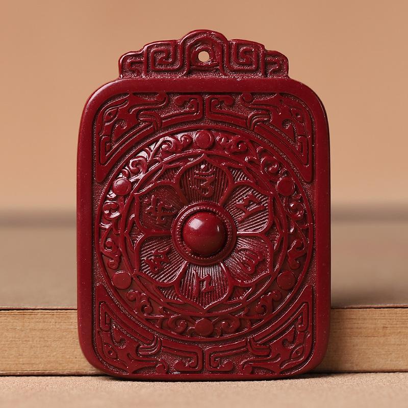 Imitation Cinnabar & Purple Gold Sand Heart Sutra Pendant – Maitreya Buddha & Guanyin Necklace for Men & Women