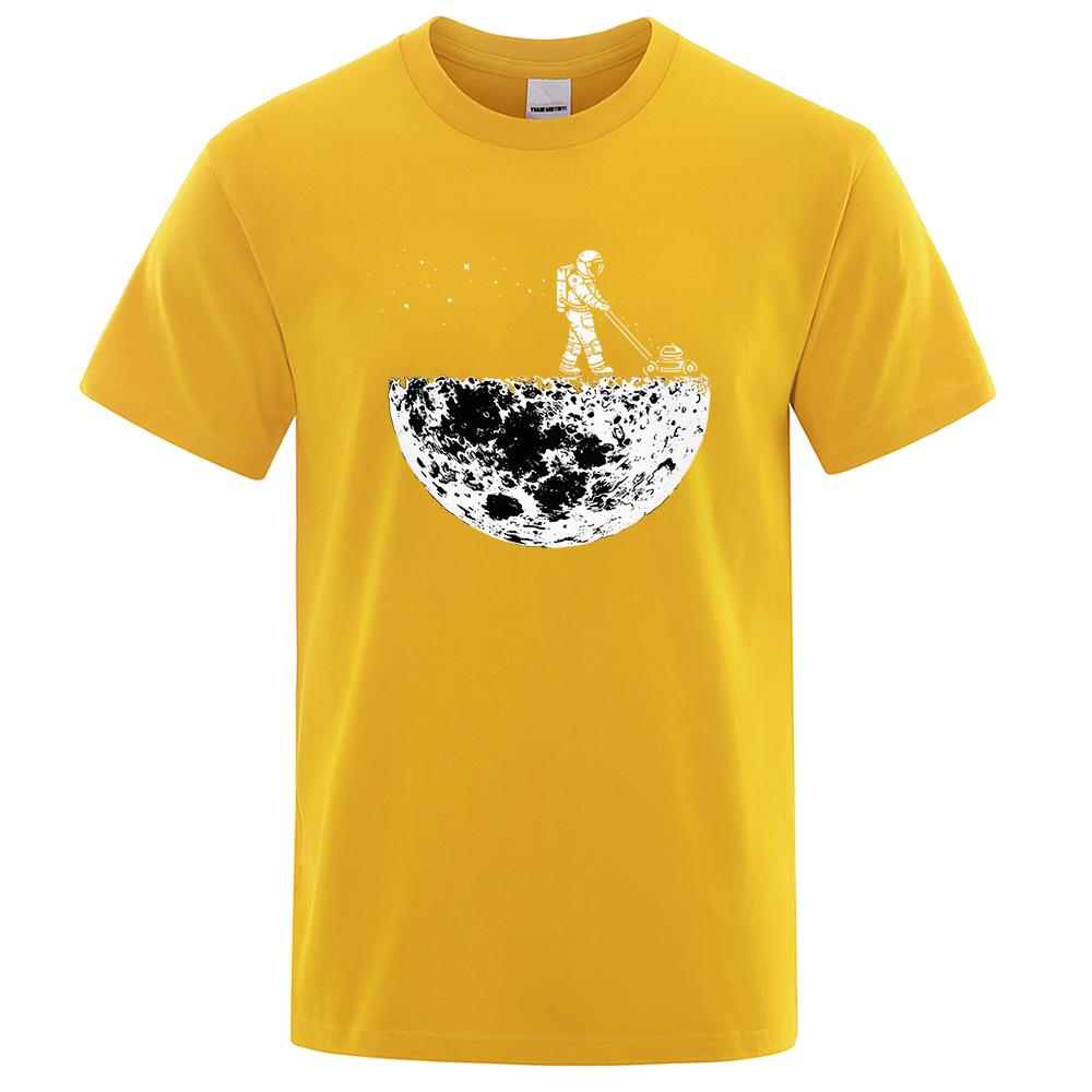 

Астронавты лелеют лунную среду, забавные футболки с принтом, мужская свободная одежда больших размеров, хлопковая летняя мягкая футболка, футболки в стиле хип-хоп XXXL жёлтый
