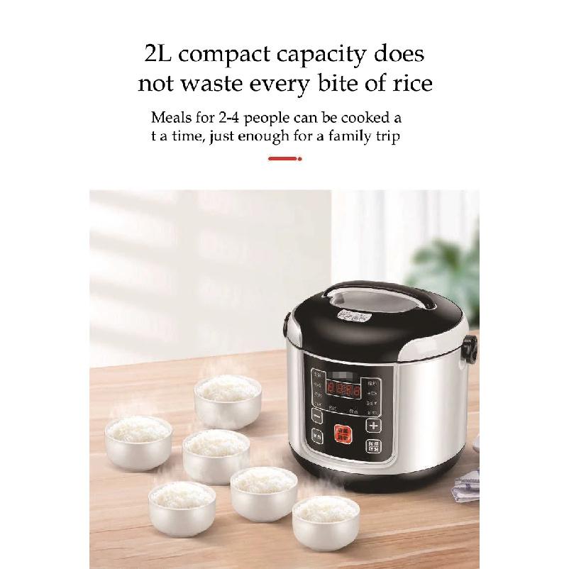 Portable Car Rice Cooker 2L Electric Truck Multi-Cooker Soup Porridge Cooking Food Steamer Electric Lunch Box 12V or 24V