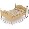 Miniature Furniture Dollhouse Wooden Fabric Bed with Mattress & Pillow 1 12 Scale Furniture Dollhouse Decoration Accessories (Wood)