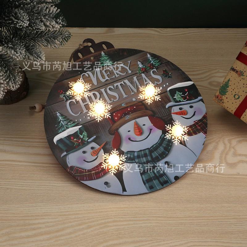 Wooden Round Hanging Sign Christmas Welcome Door Decor Festive Party Wall Ornament Holiday Seasonal Decoration