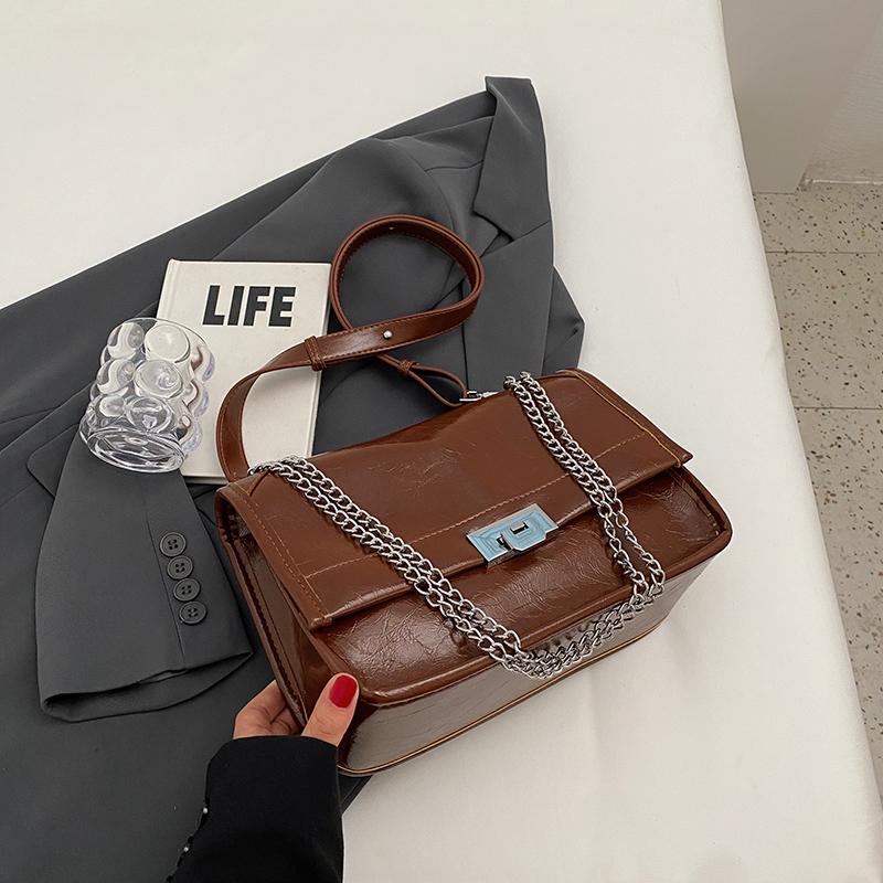

Осенне-зимняя винтажная сумка на плечо для женщин, новая мода, универсальные сумки через плечо с цепочкой, простая сумка с клапаном для поездок на работу