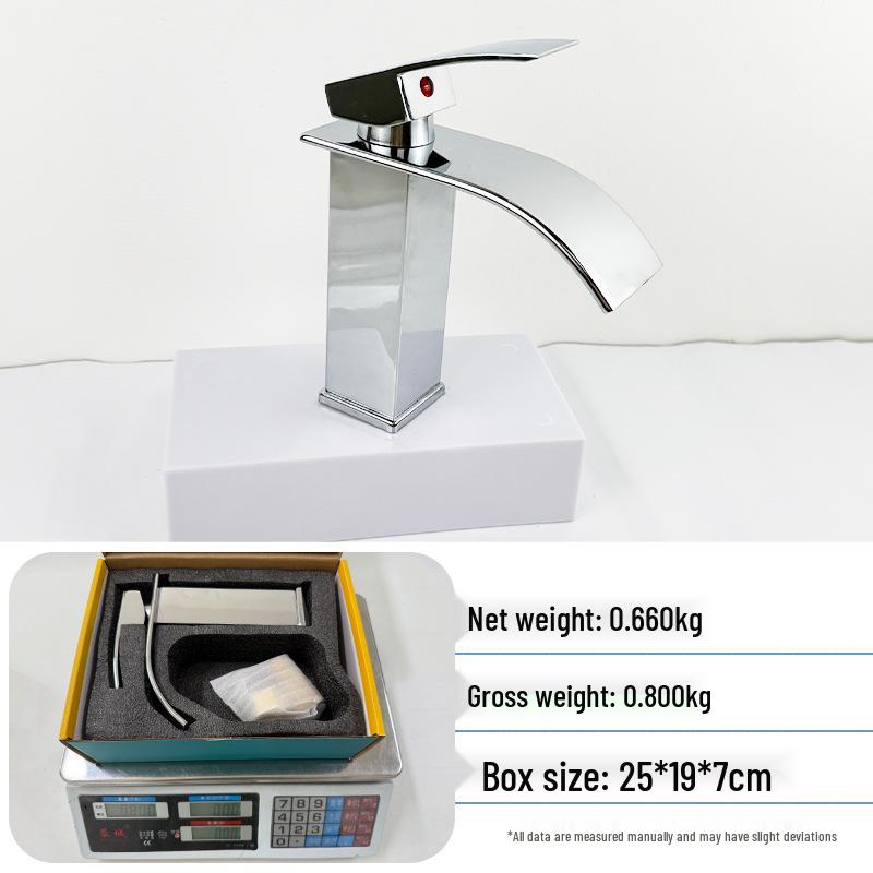 Heiß- und Kaltwasser-Wasserfallhahn mit Kupferkern für Waschbecken & Arbeitsplatte