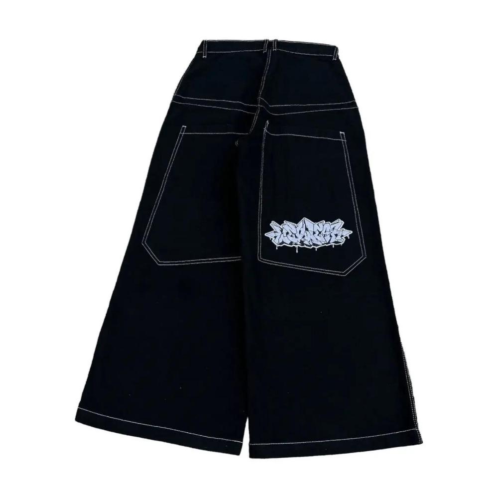 ZYLLO Hip Hop Y2k New Color Wexwear Embroidered Baggy Jeans Streetwear Jeans Men Women High Waist Wide Trouser Harajuku Black Pants
