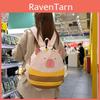 Cute Cartoon Bee Capybaradesign Children Backpack With Plush Pendant For Outdoor Travel