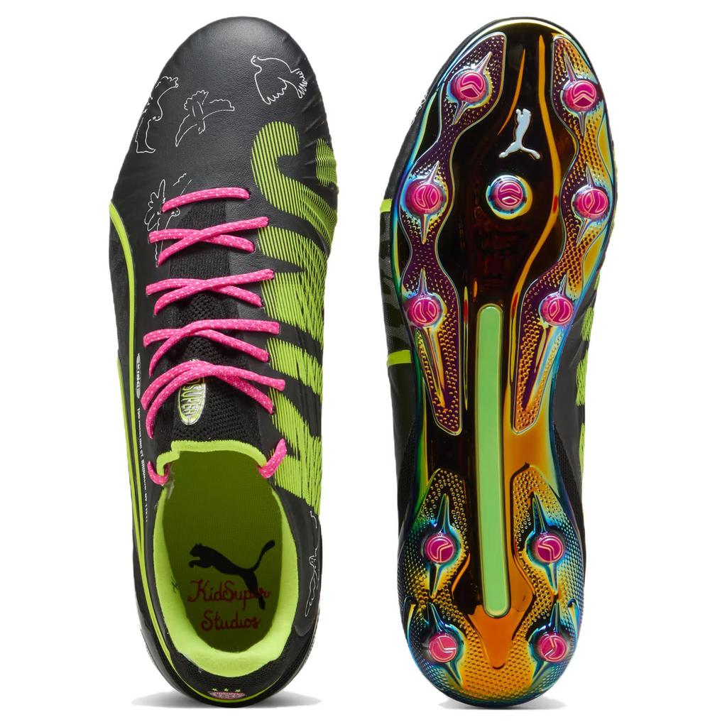 KidSuper Studios X Puma King Ultimate FG AG World Cup Pack Unisex Sneakers Black Electric-Lime Strong-Grey 108437-01